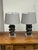 Design Plus Gallery presents a Pair of Meteoric Table Lamps. Each lamp has a sculptural ceramic base with a charcoal glaze...