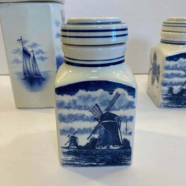Vintage German Inge & Dutch Delft Blue and White Ceramic Canister Set, 3 Pieces For Sale In Richmond - Image 6 of 12