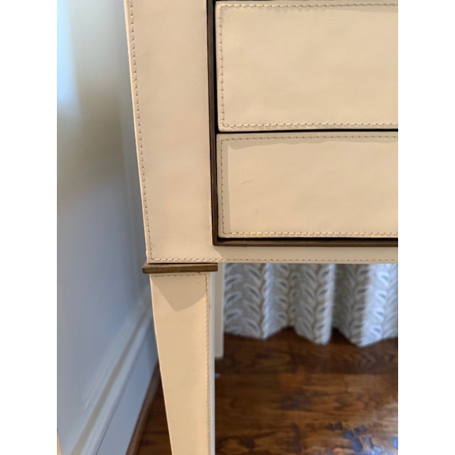 Villa and House Hunter 2 Drawer Side Table W Top Stitch Leather Sold as Set of 2 For Sale - Image 11 of 18