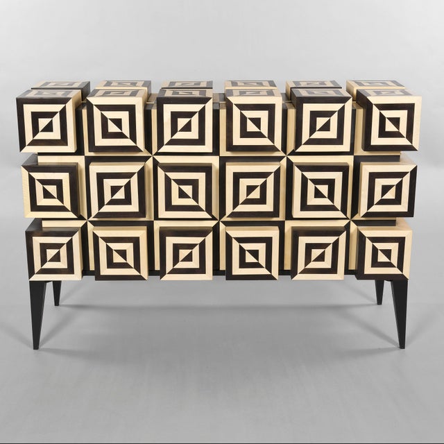 Ondulation 2 Buffet in Black and White Sycamore Marquetry by Aymeric Lefort For Sale - Image 15 of 15