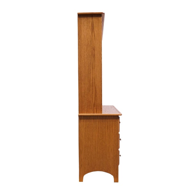 Ragazzi Furniture Solid Oak Early American Country 52" Dresser W. Bookcase Hutch - Made in Quebec For Sale - Image 12 of 14