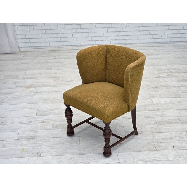 Vintage Danish Lounge Chair in Green Furniture Velour and Oak, 1950s For Sale - Image 15 of 18