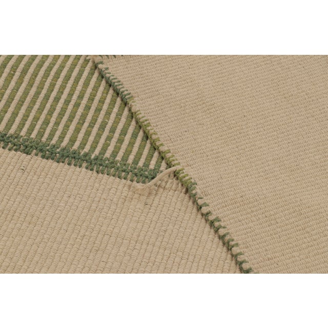 Rug & Kilim’s Contemporary Kilim With Textural Stripes in Beige & Green For Sale - Image 10 of 10