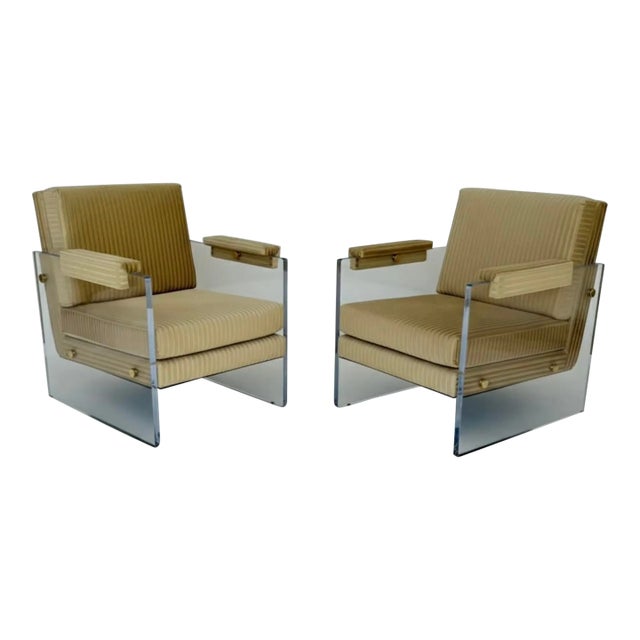1980’s Pair Lucite Armchairs For Sale