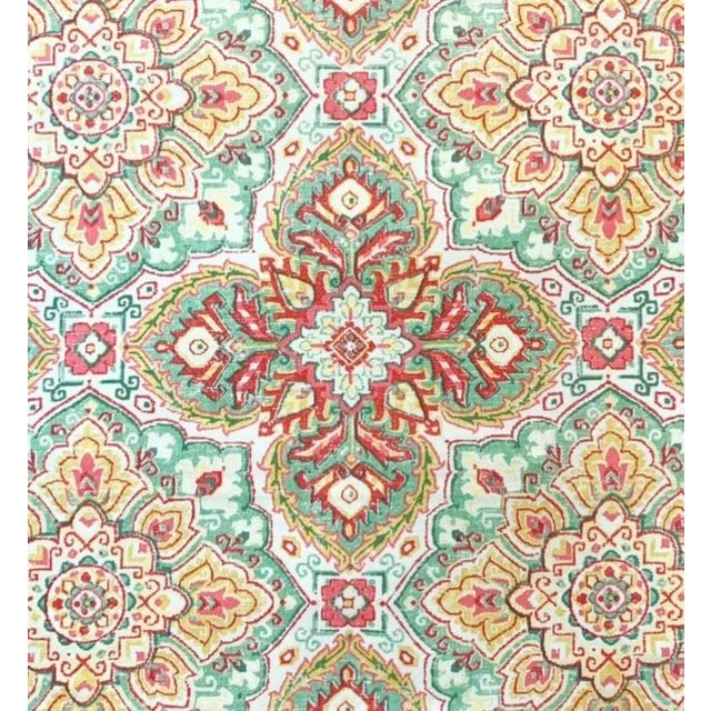 Designer P Kaufmann Waverly Cream Coral Green Yellow Ikat Suzani Medallion Pillow Covers- 3 Pieces For Sale - Image 4 of 8