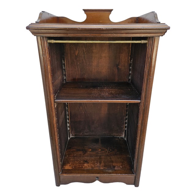 Antique Wooden Open Bookcase - Adjustable Shelf For Sale