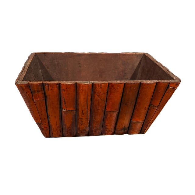 Late 20th Century Bamboo Rattan Rectangular Planter / Organizer / Accent Piece For Sale - Image 5 of 5