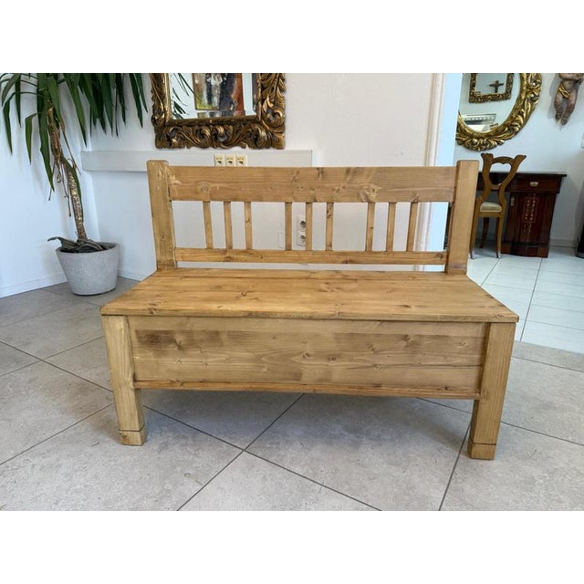Solid provincial natural wood bench, rustic style. Dimensions: Height x Width x Depth 90 x 140 x 49 cm. Very attractive...