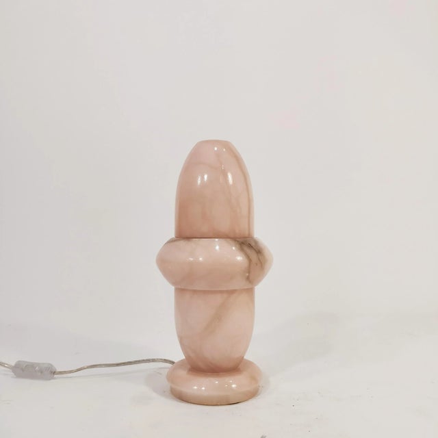 Gray Italian Pink Alabaster Table Lamp, 1960s For Sale - Image 8 of 8