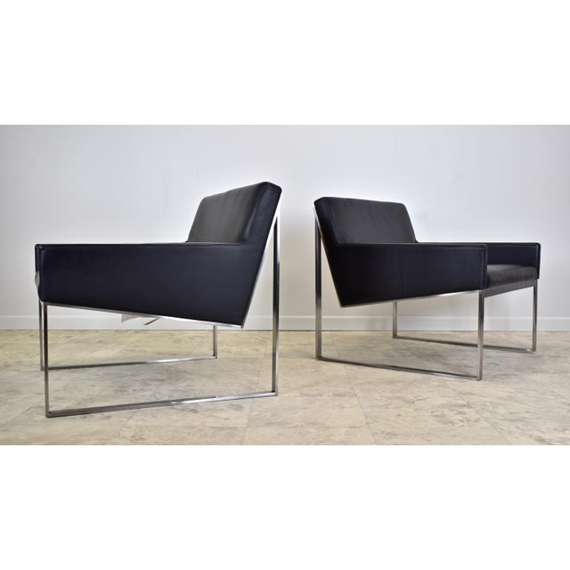 Mid-Century Modern Contemporary Fabien Baron for Bernhardt B3 Leather Lounge Chairs – A Pair For Sale - Image 3 of 13