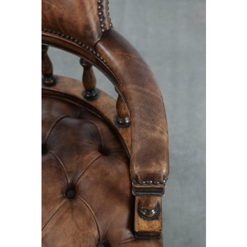 Brown Chesterfield Chair in Cowhide For Sale - Image 8 of 15