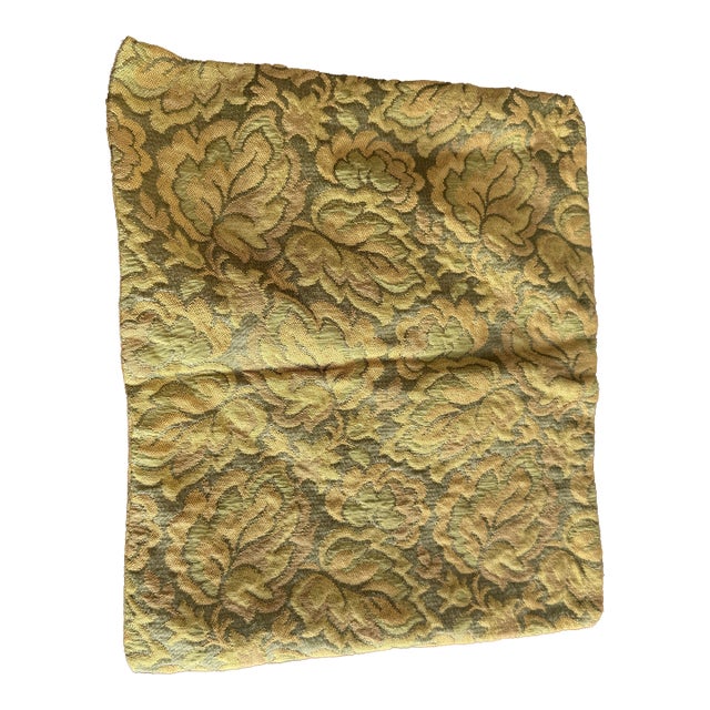 1960s Green and Gold Jacquard Pillow Cover For Sale