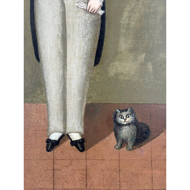 Lot of 5 American School Folk Art Oil on Canvas Paintings For Sale - Image 15 of 17