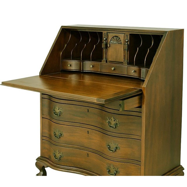 1940s 1940s Beautiful Maddox Furniture Mahogany Secretary Desk – Classic Serpentine Front For Sale - Image 5 of 8