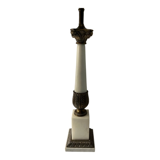 Circa 1920's Alabaster/Marble and Bronze Table Lamp With Gilt Bronze Details. For Sale