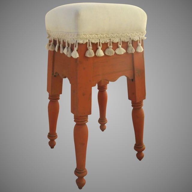 English Turned Leg Painted Tall Stool For Sale - Image 4 of 4
