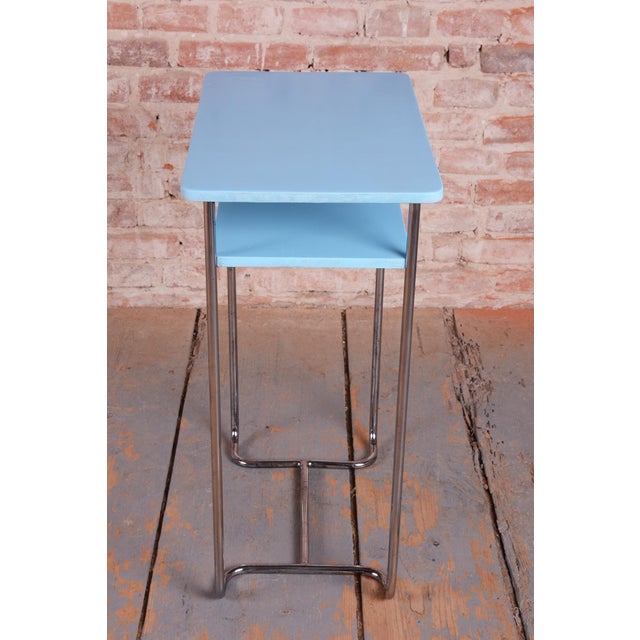 1930s Czech Bauhaus Side Table in Wood and Chrome attributed to Mücke-Melder, 1930s For Sale - Image 5 of 9