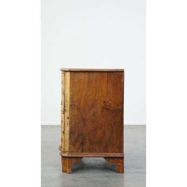 Wood 18th Century Baroque Organ-Curved Burr Walnut Wooden Chest of Drawers For Sale - Image 7 of 15