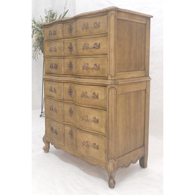 Pickled Solid Cherry Country French 6 Drawers High Chest Boy Dresser MINT! For Sale - Image 16 of 16