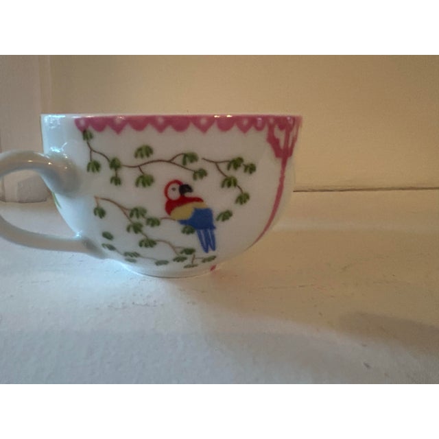 Limoges, France 1990s Philippe Deshoulieres Caraibes Tropical Pattern Cups- Set of 2 For Sale - Image 4 of 6