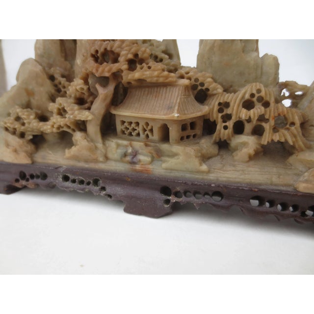 1970s Chinese Soapstone of Mountains and Village Carving Circa 1970s For Sale - Image 5 of 9