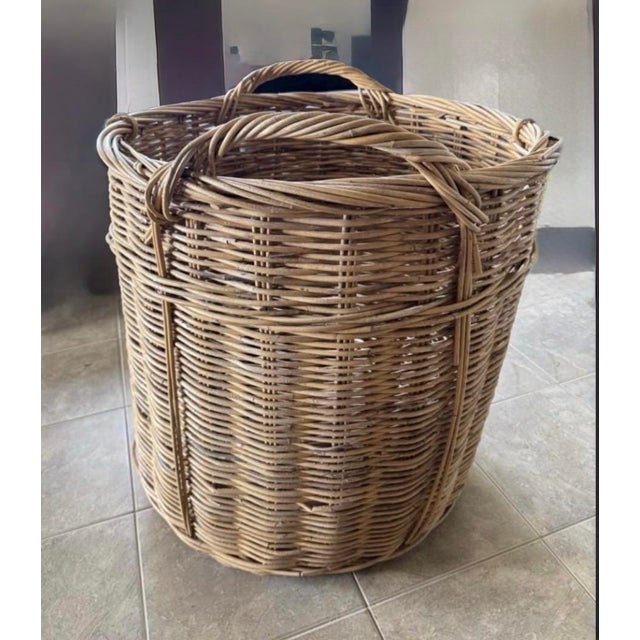 Wood Vintage Extra Large Woven Basket For Sale - Image 7 of 9