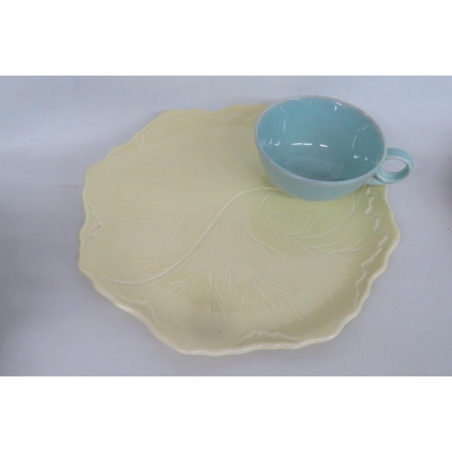 Mid 20th Century Mid 20th Century Taylor Smith Taylor Leaf Fantasy Ceramic Tea Cups and Plates - Set of 15 For Sale - Image 5 of 16