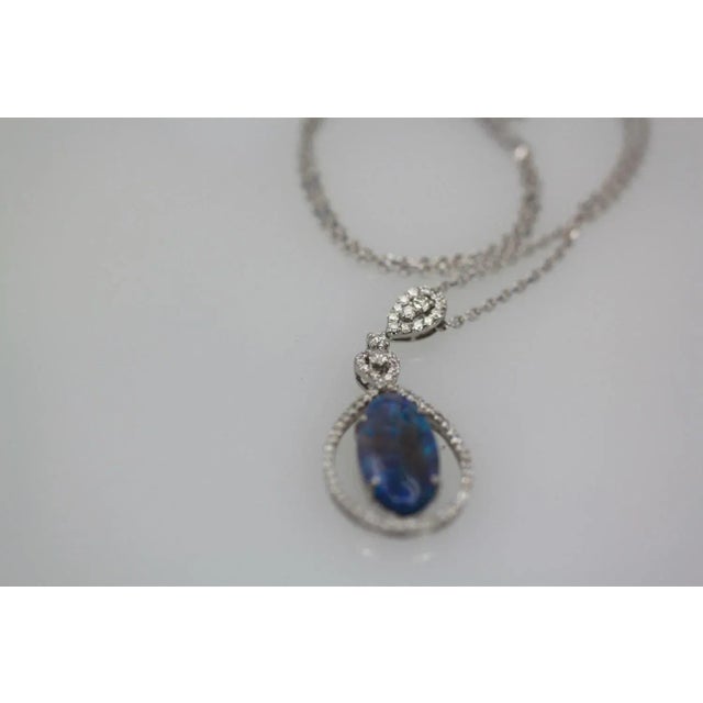 Contemporary Black Crystal Opal Pendant With Diamond Surround For Sale - Image 3 of 6