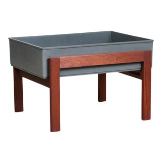 1960s Danish Modern Teak Planter With Floating Tray For Sale