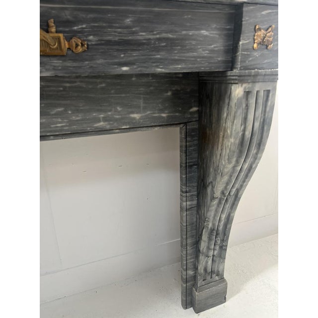 Napoleon III Fireplace in Blue Turquin Marble, 1800s For Sale - Image 4 of 18