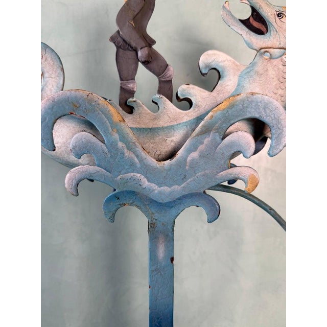 Whimsical Cast Iron Kinetic Figural Folk Art Toy With Knight and Dragon Motif For Sale - Image 4 of 9