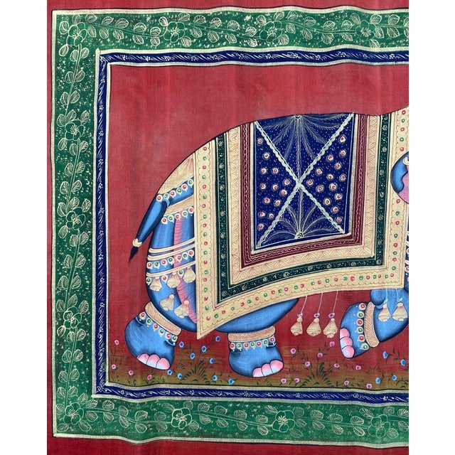 Vintage Indian Elephant Gouache Painting For Sale - Image 6 of 7