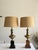 1970s Pair of Neoclassical Brass Urn Table Lamps on Wood Bases With Linen Shades in Style of Maison Jansen / James Mont For Sale - Image 11 of 12