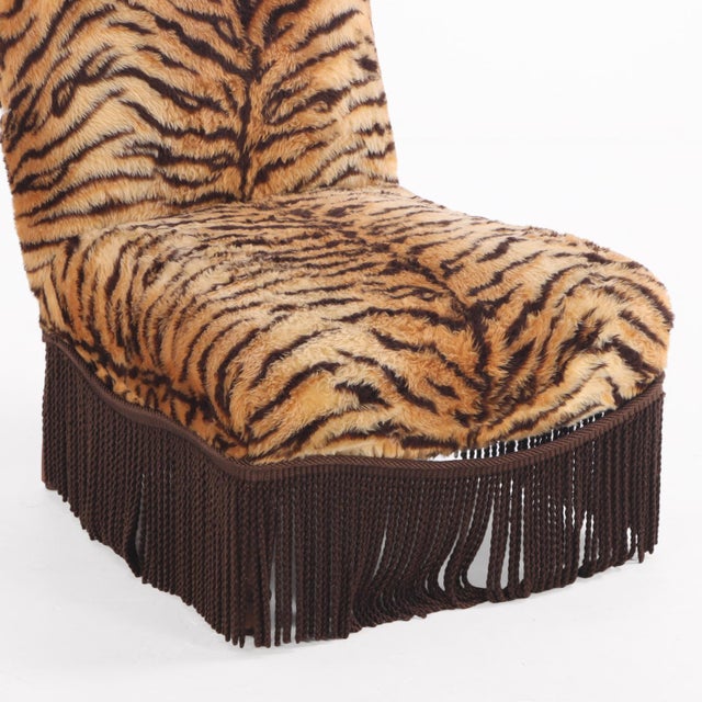 19th Century A French Lounge Chair With Faux Tiger Upholstery, 19th C. For Sale - Image 5 of 6