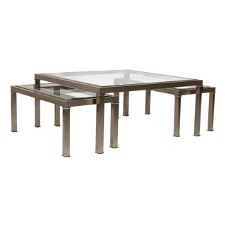 Glass Coffee Nesting Tables from Sovet Italia, Set of 3 For Sale