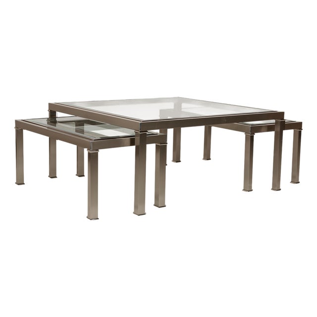 Glass Coffee Nesting Tables from Sovet Italia, Set of 3 For Sale