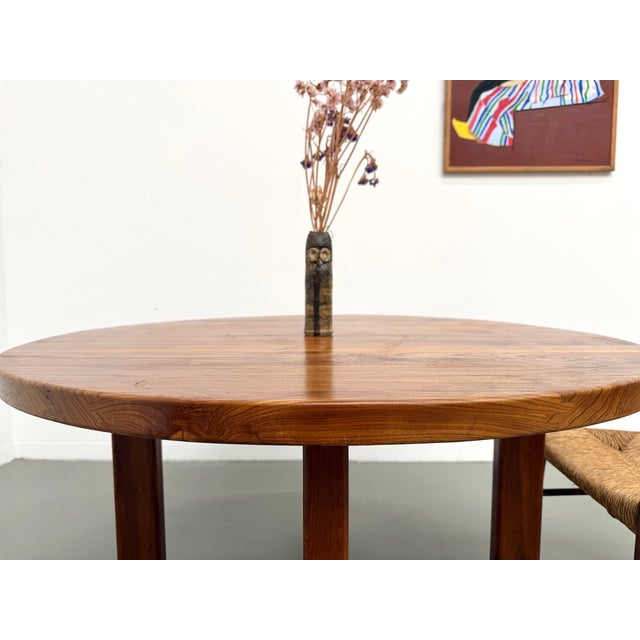 Brown Vintage Round Table in Elm, 1950s For Sale - Image 8 of 18