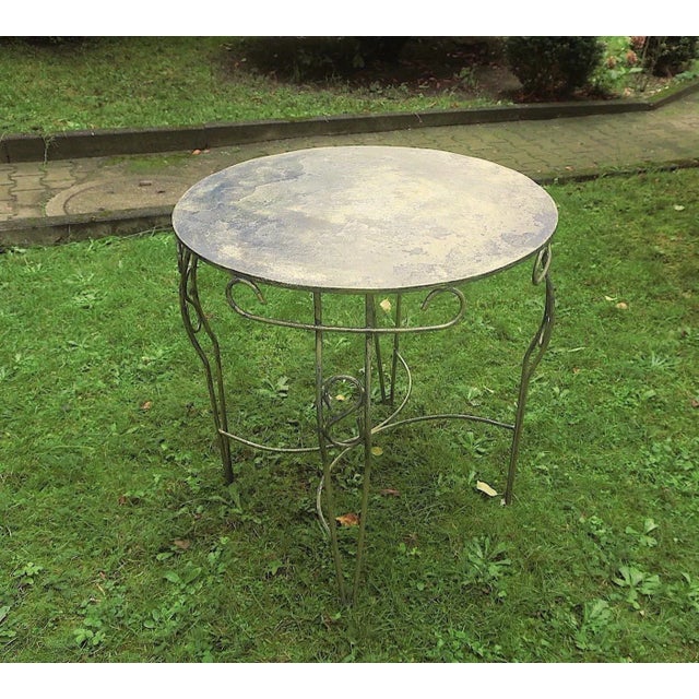 Blue Mid-Century Modern Painted Garden Patio Table, 1960s For Sale - Image 8 of 10