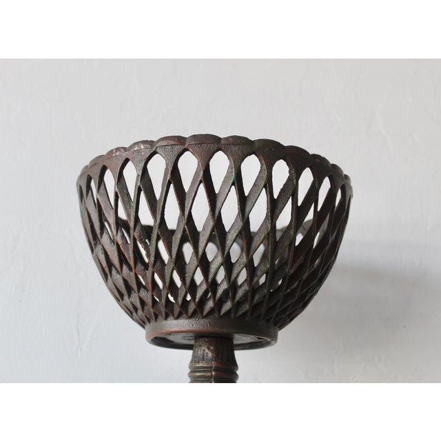Brown Vintage French Style Cast Iron Basket Pedestal Plant Stand For Sale - Image 8 of 12