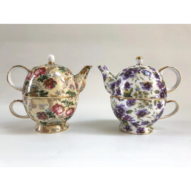 Chintz Teapots With Cup & Saucer Set a Pair Chairish