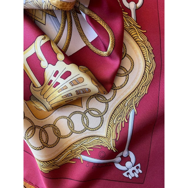 Hermes Les Cliquetis Red Silk Scarf Artist Julie Abadie 2010 For Sale - Image 9 of 9