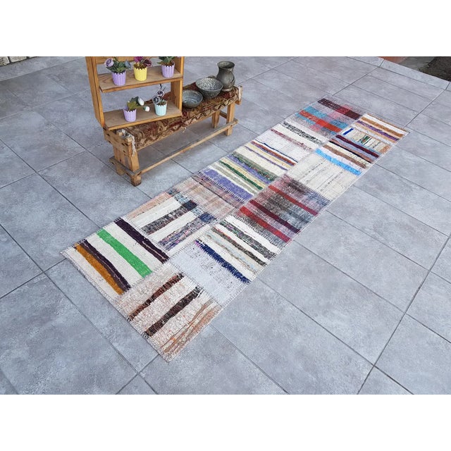 Bohemian Vintage Wool Kilim Runner For Sale - Image 4 of 10