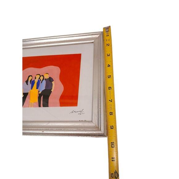 Modern Art Deco People Colorful Watercolor Wooden Frame Tabletop Contemporary For Sale - Image 9 of 14
