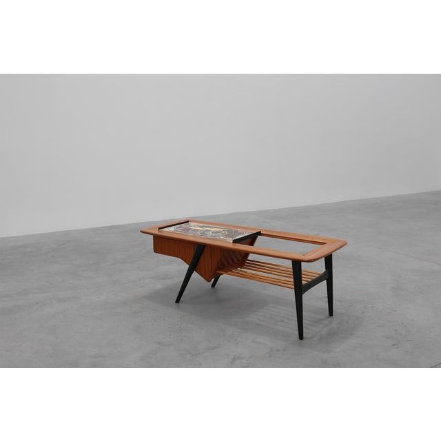 Wood Model 210 Bar or Coffee Table in Teak with Ceramic Tiles by Alfred Hendrickx for Belform, 1950s For Sale - Image 7 of 18