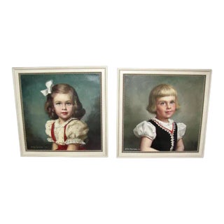 Pair of Vintage American Oil on Canvas Paintings Louise Altson Dated 1950's For Sale