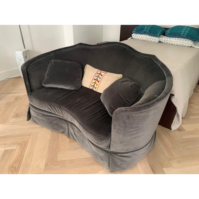 MidCentury Gray Velvet Loveseat with Cushions Chairish