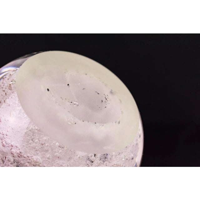 Handmade Vintage Mid 20th Century Clear Bubbly Glass Paperweight With Iridescent Colors, Signed by Aallir Kary For Sale - Image 10 of 12