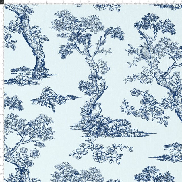 Farmhouse Red from Scalamandre crafted by Cloth & Company Geneva Twin Headboard, Blue Toile For Sale - Image 3 of 7