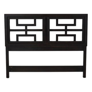 Century Black Painted Queen Size Headboard For Sale