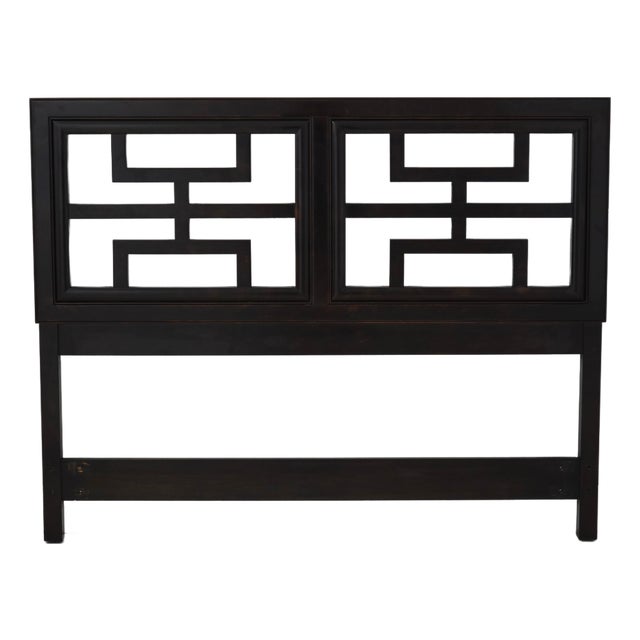 Century Black Painted Queen Size Headboard For Sale